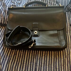 Classic Coach leather briefcase black with silver accents men’s / women’s.
